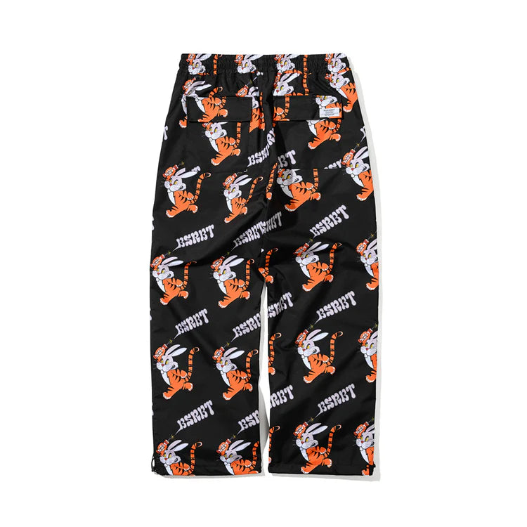 pantaloni snowboard Bsrabbit all over tiger rabbit wide track pants black ultima L