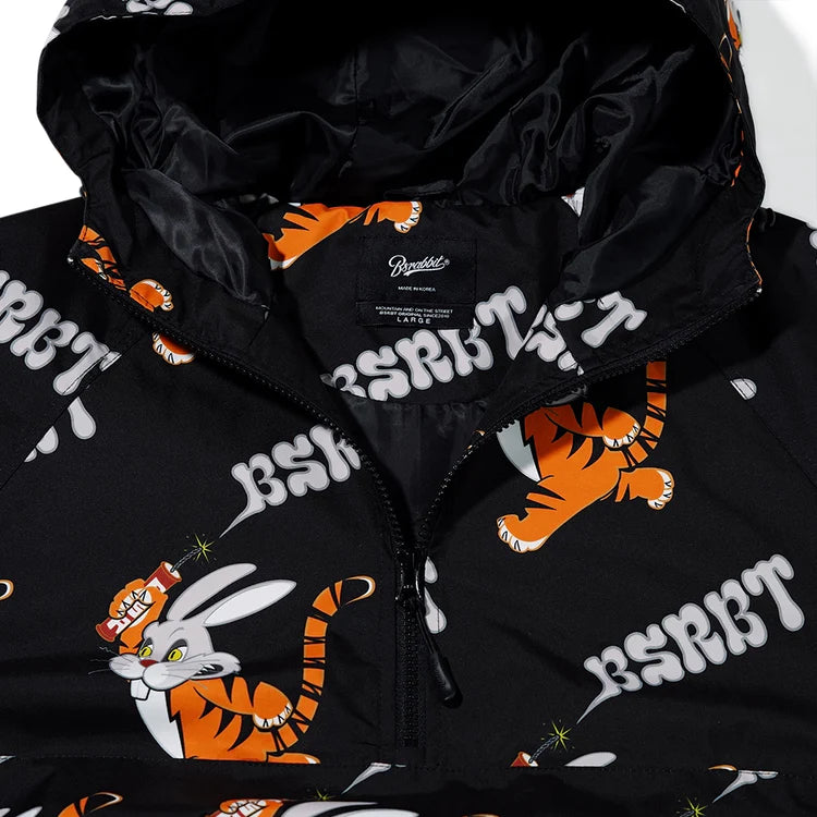 giacca snowboard Bsrabbit tiger rabbit hooded anorak jacket black ultima XL