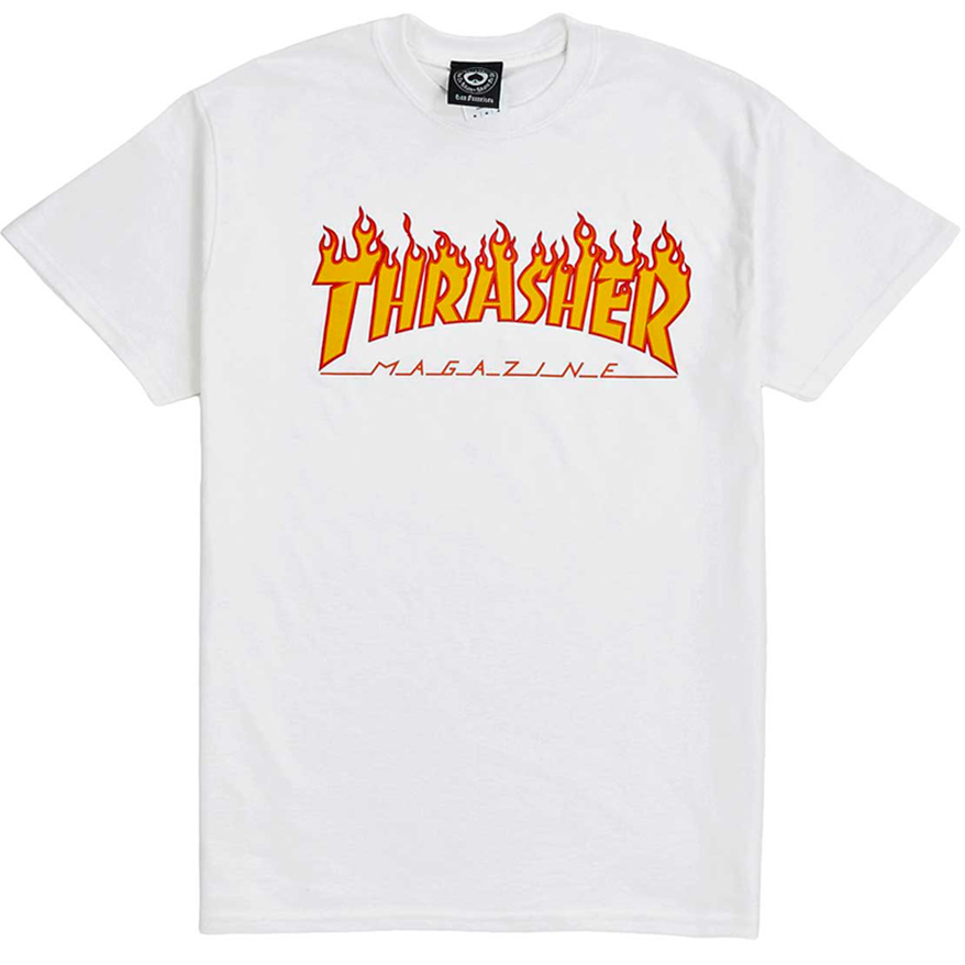 t-shirt Thrasher flame logo tee white Tg M - L