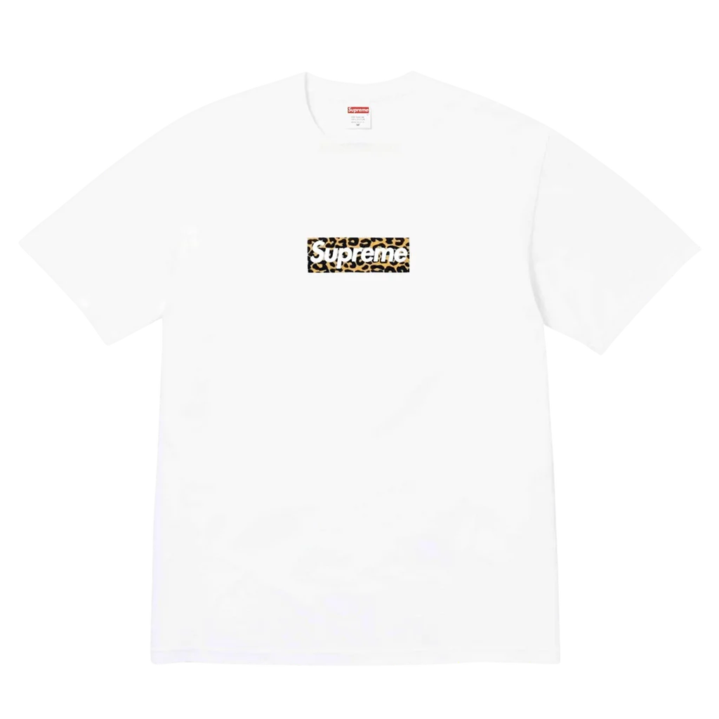 t-shirt Supreme® Newyork Shanghai store box logo - leopard white