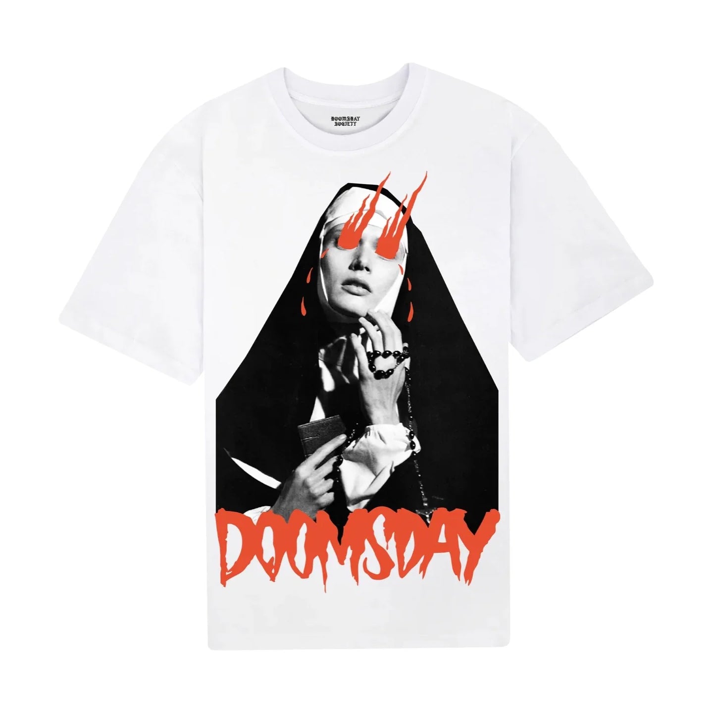 t-shirt Doomsday eyes on fire tee white