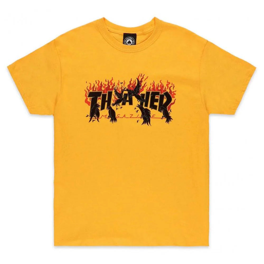 t-shirt Thrasher crows logo tee yellow Tg S - M - L