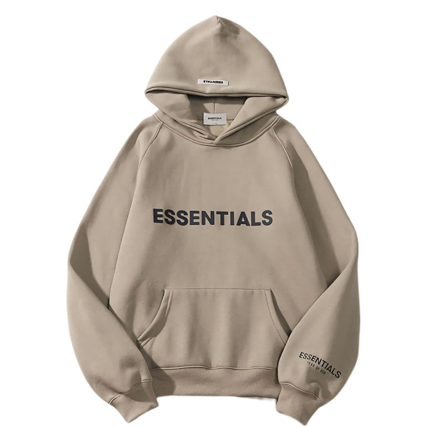 felpa cappuccio Essentials Fear of God boxy applique taupe