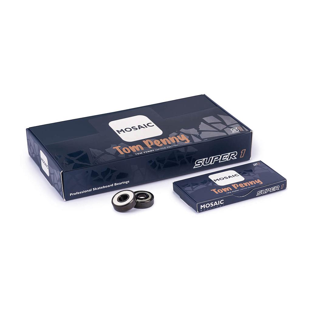 cuscinetti Skate Mosaic Super 1 Tom Penny Abec 7 Black White Bearings set da 8
