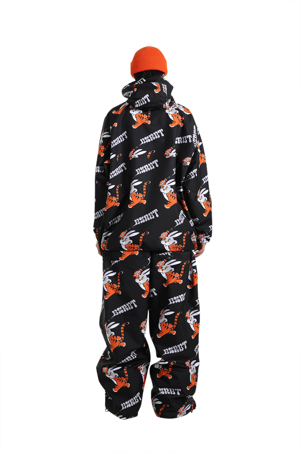 pantaloni snowboard Bsrabbit all over tiger rabbit wide track pants black ultima L