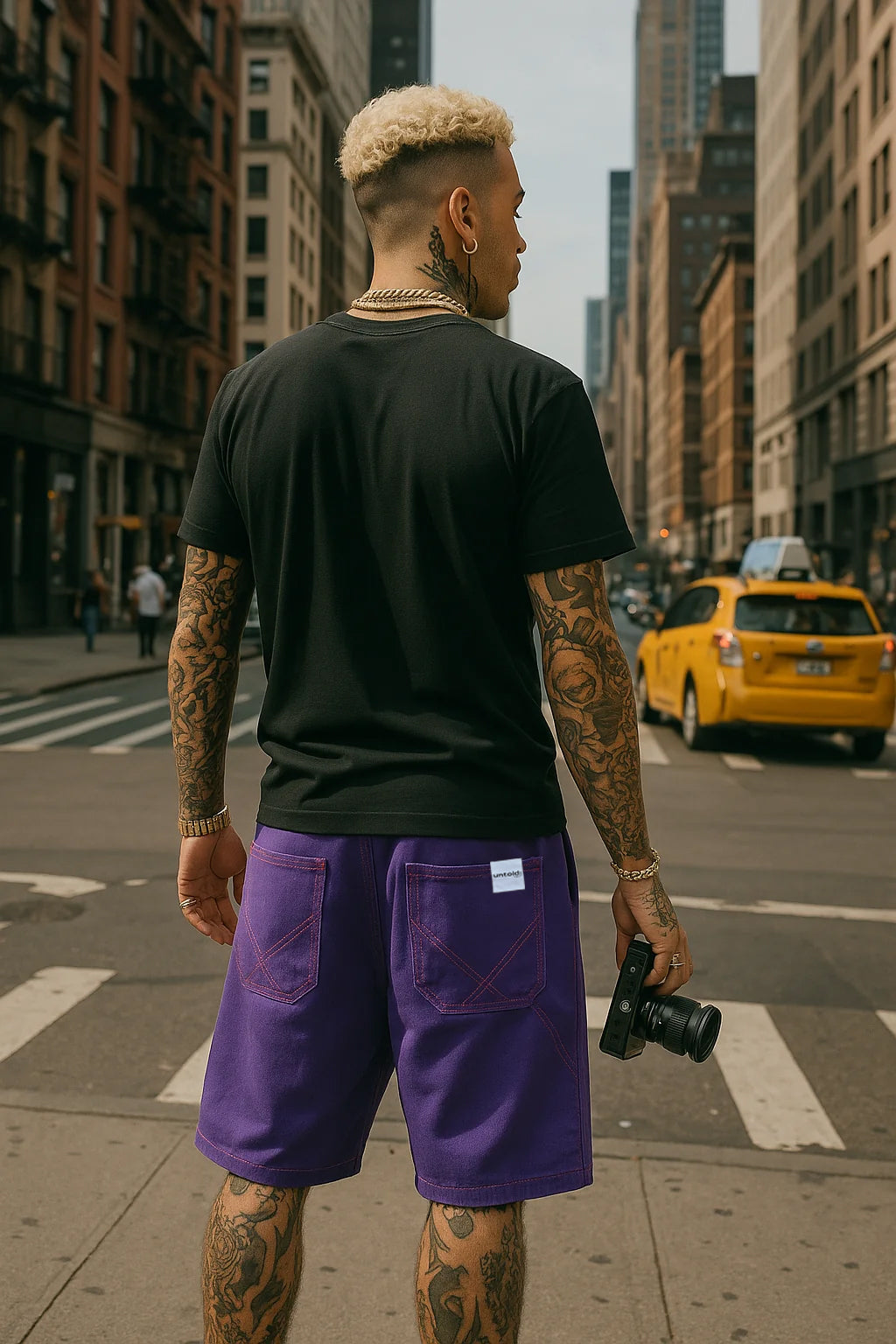 bermuda shorts Untold.® kita baggy pants purple