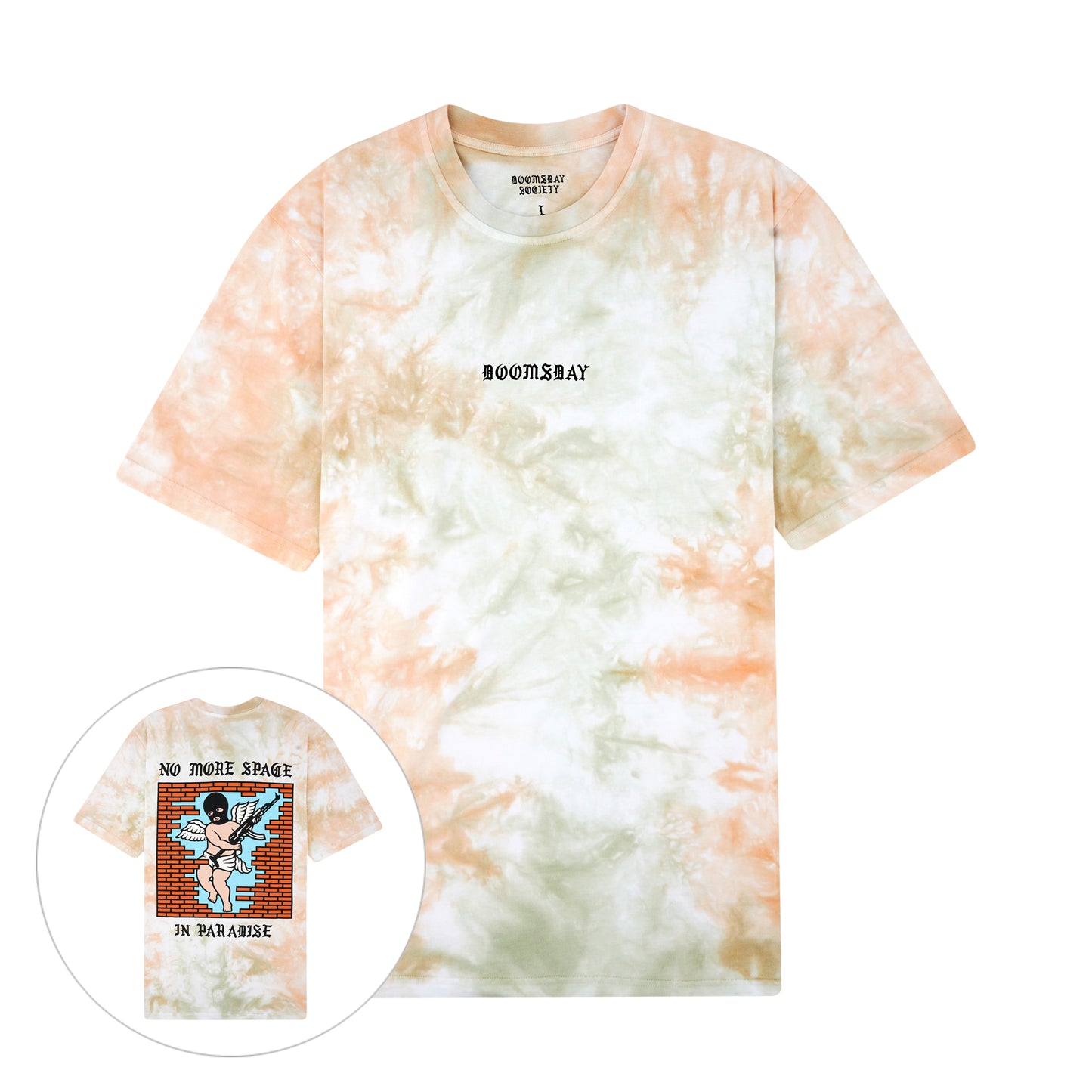 t-shirt Doomsday no more space tyedye tee orange S M L XL XXL