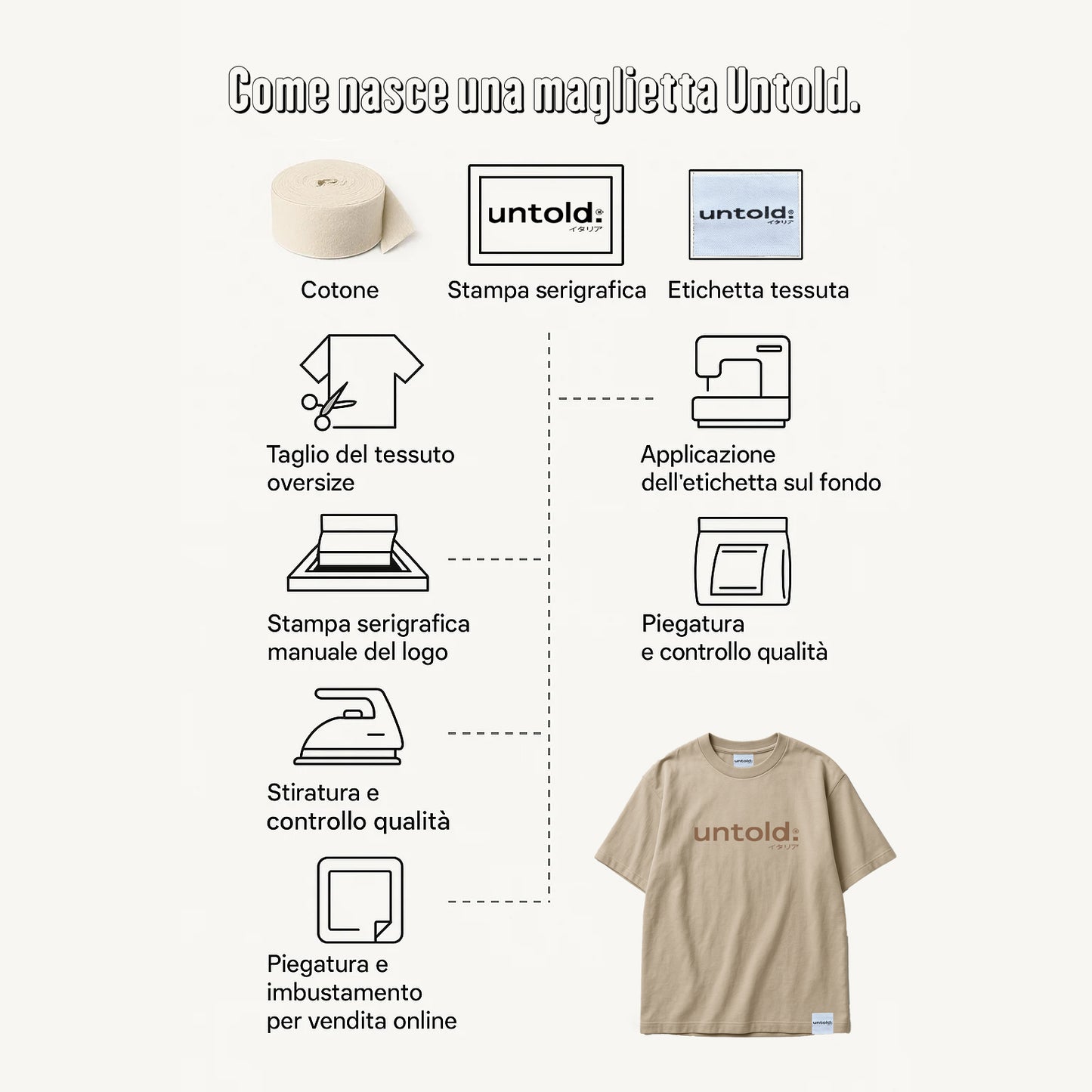 maglietta oversize Untold.® Ikuno tee light brown unisex