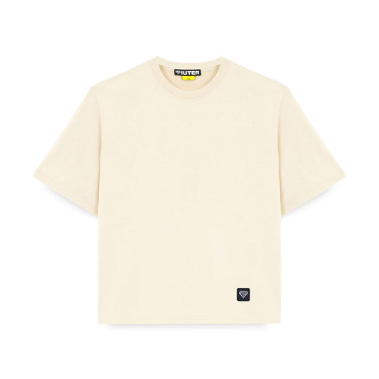 t-shirt boxy fit Iuter label ribbed tee cream