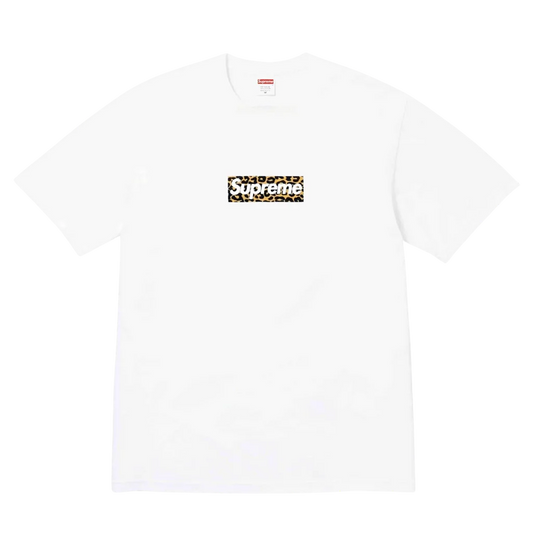 t-shirt Supreme® Newyork Shanghai store box logo - leopard white