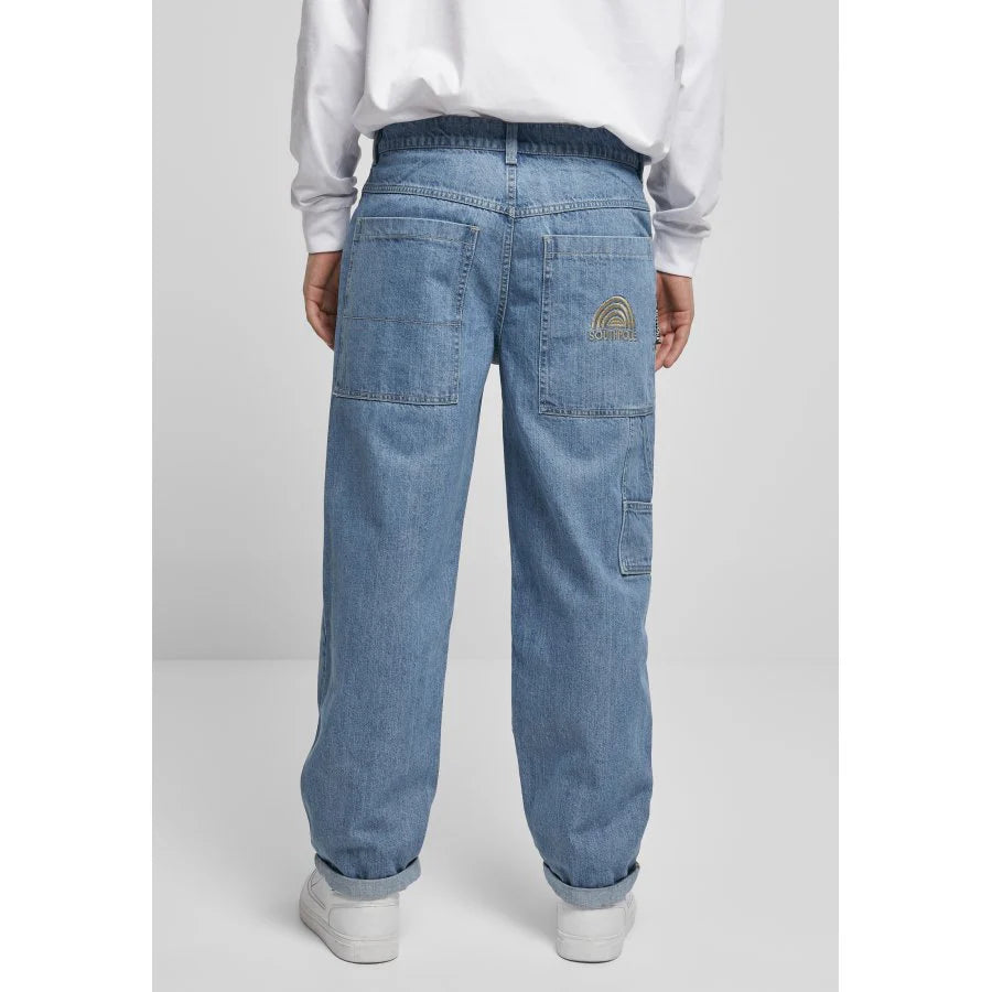 jeans baggy SOUTHPOLE embroidery retro mid blue