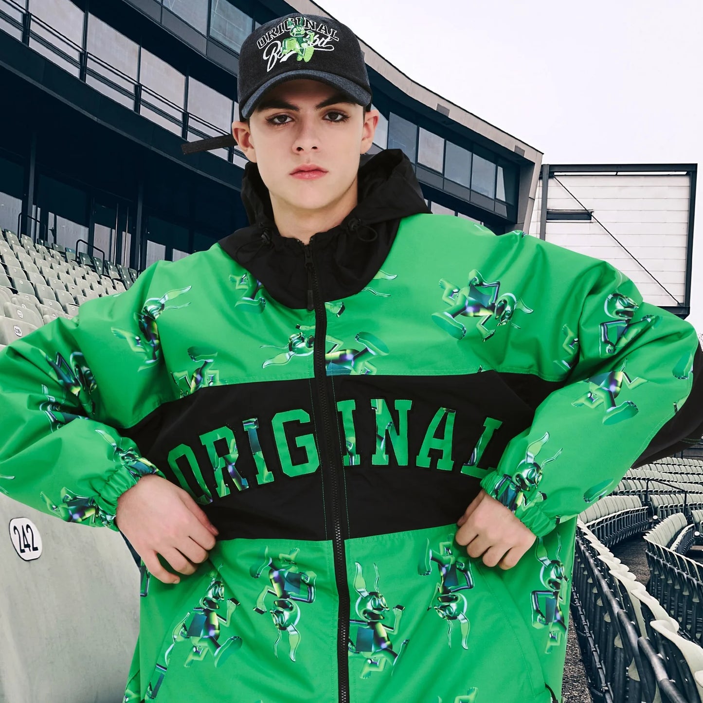giacca snowboard Bsrabbit 3D Trippy Hooded Jacket Green jacket 10k