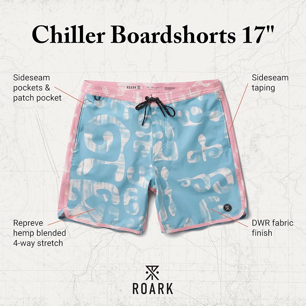 costume boardshorts Roark mod. Chiller 17 batik aqua blue