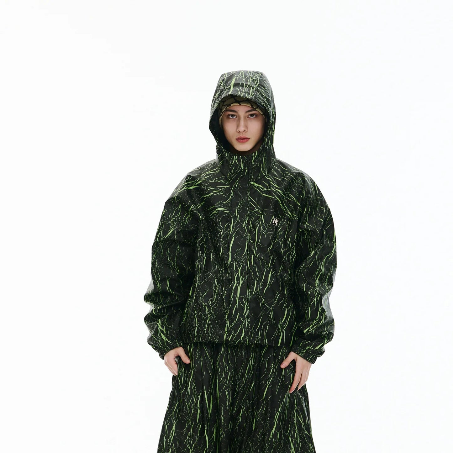 giacca snowboard Drinksexy X Bsrabbit Black Shadow Hooded Green jacket 10k