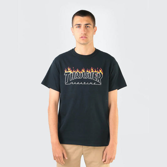 t-shirt Thrasher scorched outline tee black