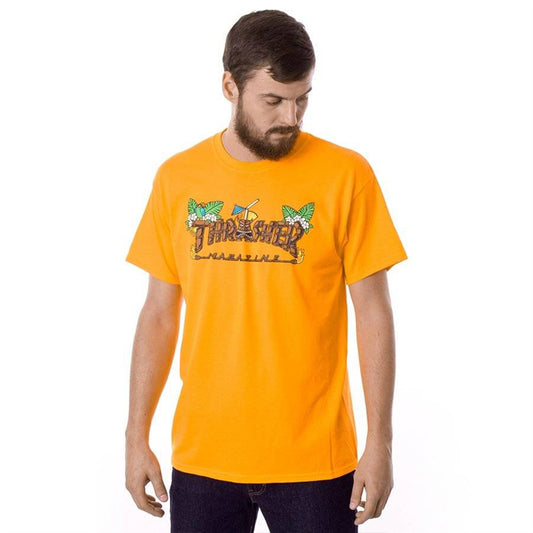 t-shirt Thrasher skate tiki tee orange