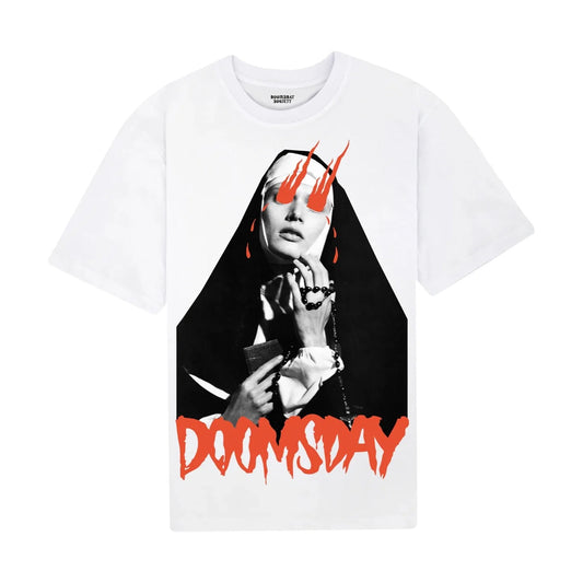 t-shirt Doomsday eyes on fire tee white
