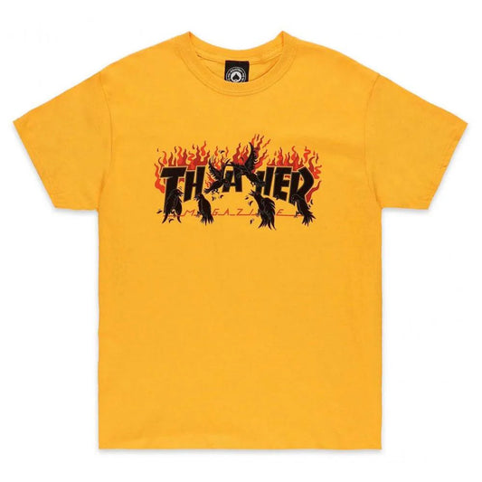 t-shirt Thrasher crows logo tee yellow Tg S - M - L