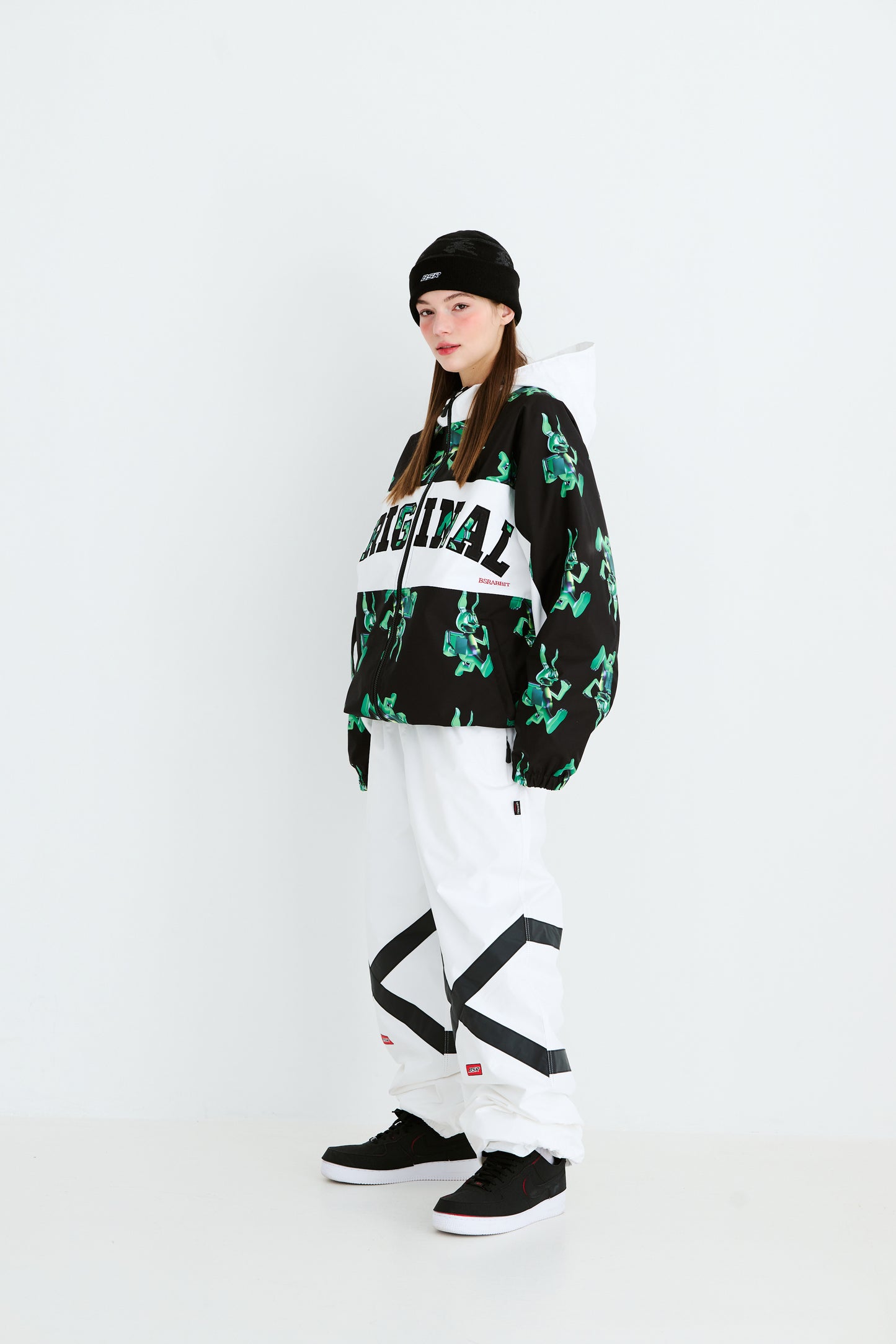 pantaloni snowboard Bsrabbit pot-x reflective baggy pants white 10k