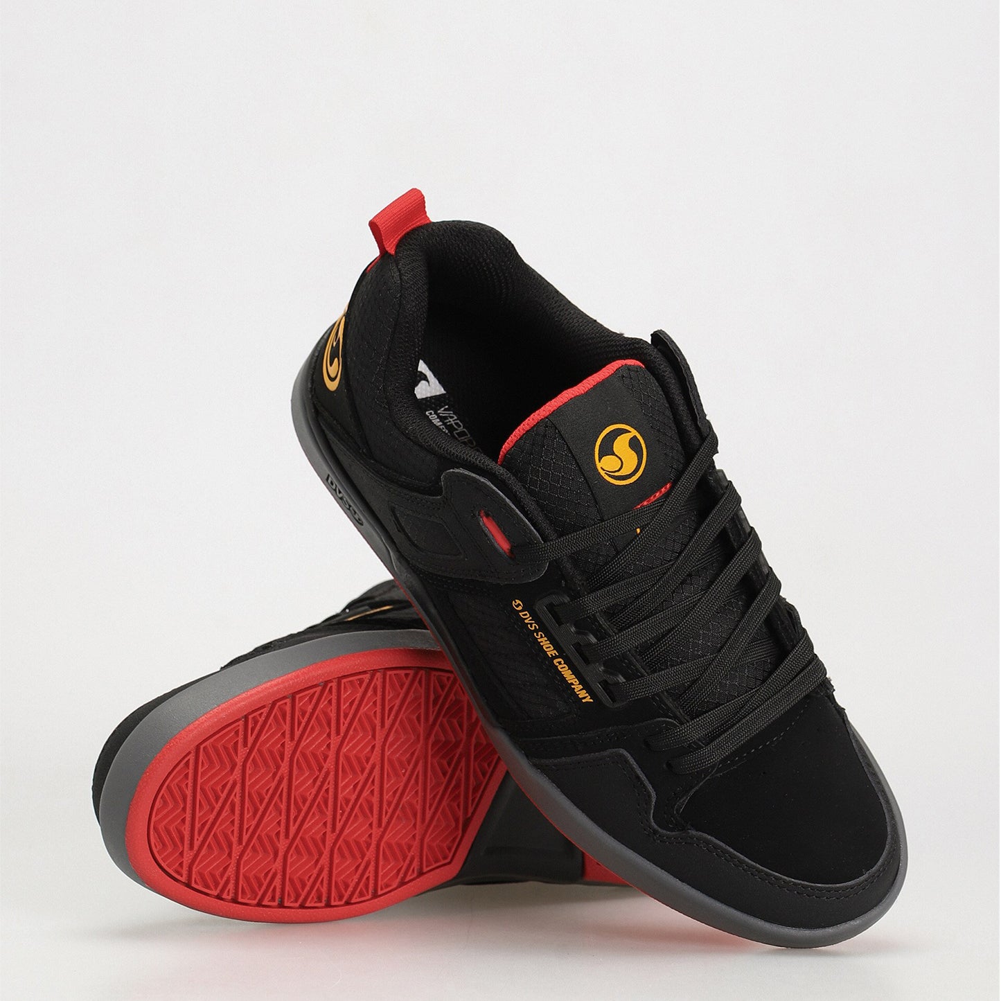 scarpe skate dvs comanche 2.0 black yellow red unbuckle