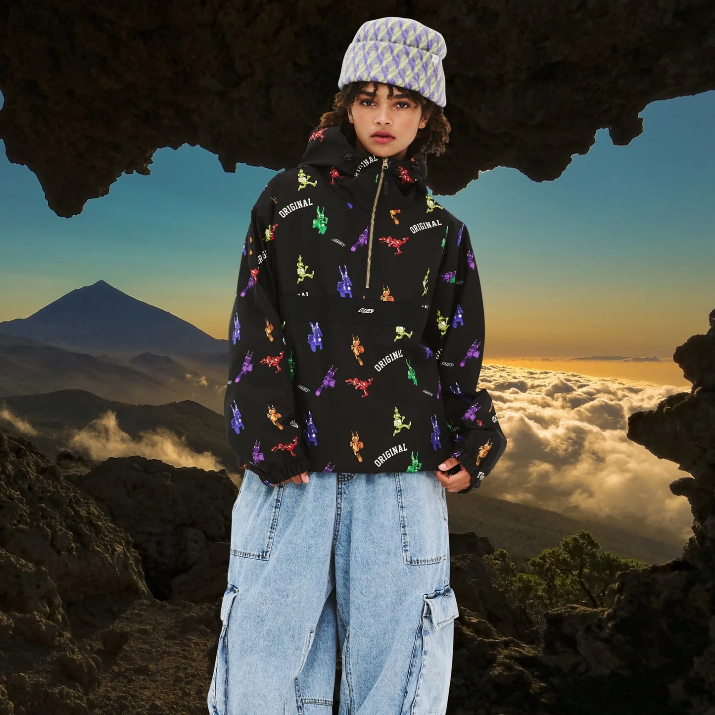 giacca snowboard Bsrabbit Rainbow Tr Hooded Anorak jacket black 10k
