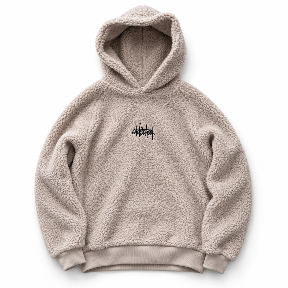 felpa cappuccio pesante OldschoolPesaro® teddy tag beige