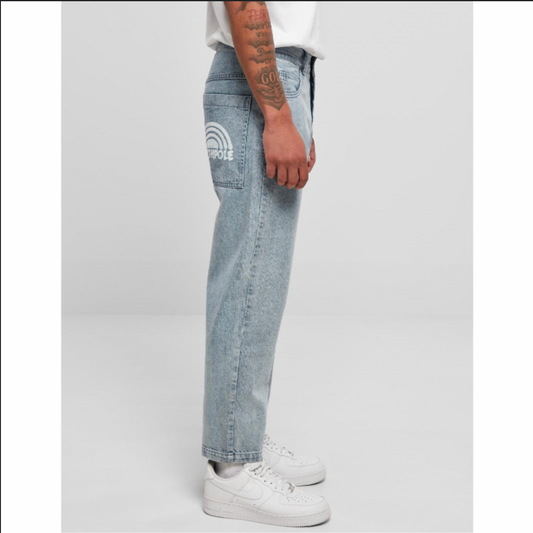 jeans baggy SOUTHPOLE Embroidery Denim chiaro