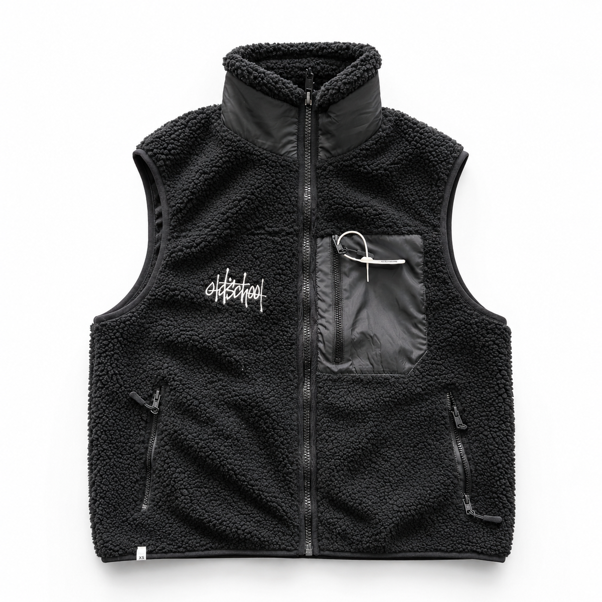 smanicato OldschoolPesaro® teddy tag gilet unisex black